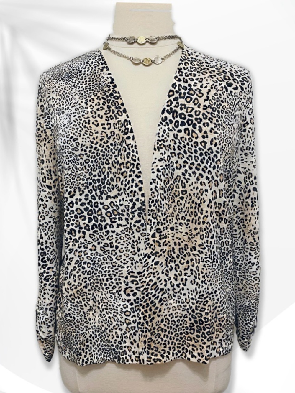 Chico’s Leopard Print Open Front Cardigan sz 3/XL